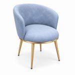 JYX-185 Blue Curved-Back Accent Chair right 45-degree view