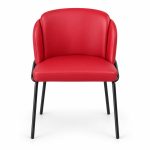 JYX-219 Red Upholstered Dining Armchair front view