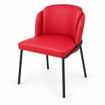 JYX-219 Red Upholstered Dining Armchair left 45-degree view