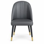 JYX-221 Gray Fluted High-Back Dining Chair front view