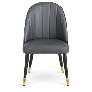 JYX-221 Gray Fluted High-Back Dining Chair front view
