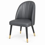JYX-221 Gray Fluted High-Back Dining Chair left 45-degree view