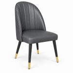 JYX-221 Gray Fluted High-Back Dining Chair right 45-degree view