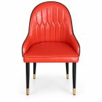 JYX-230 Red Diamond-Stitched High-Back Dining Chair front view