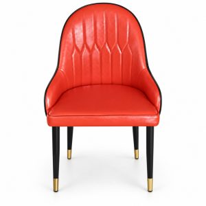 JYX-230 Red Diamond-Stitched High-Back Dining Chair front view