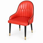 JYX-230 Red Diamond-Stitched High-Back Dining Chair left 45-degree view