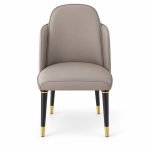 JYX-234 Taupe Upholstered Dining Armchair front view