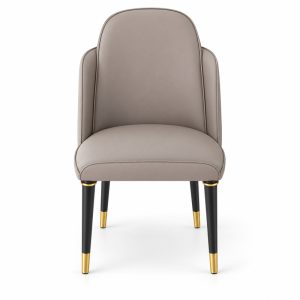 JYX-234 Taupe Upholstered Dining Armchair front view
