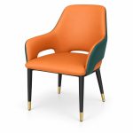 JYX-240 Orange and Green Dining Armchair left 45-degree view