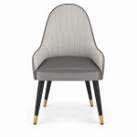 JYX-241 Gray Diamond-Stitched High-Back Dining Chair front view