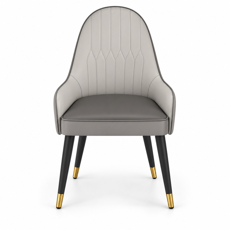 JYX-241 Gray Diamond-Stitched High-Back Dining Chair