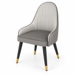 JYX-241 Gray Diamond-Stitched High-Back Dining Chair left 45-degree view