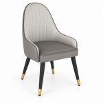JYX-241 Gray Diamond-Stitched High-Back Dining Chair right 45-degree view