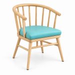JYX-259 Turquoise Seat Spindle-Back Dining Armchair right 45-degree view