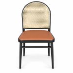 JYX-260 Tan Seat Round Cane-Back Dining Chair front view
