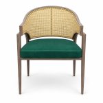 JYX-265 Green Seat Cane-Back Dining Armchair front view