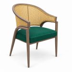 JYX-265 Green Seat Cane-Back Dining Armchair right 45-degree view