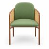 JYX-266 Green Cushioned Cane-Side Dining Armchair