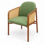 JYX-266 Green Cushioned Cane-Side Dining Armchair left 45-degree view