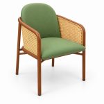 JYX-266 Green Cushioned Cane-Side Dining Armchair right 45-degree view