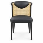 JYX-268 Black Seat Cane-Back Dining Chair front view