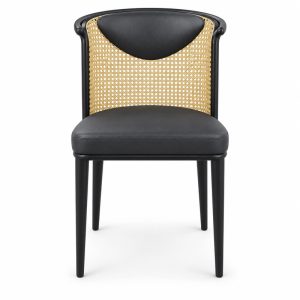 JYX-268 Black Seat Cane-Back Dining Chair front view