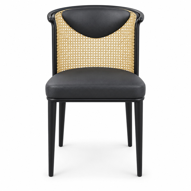 JYX-268 Black Seat Cane-Back Dining Chair