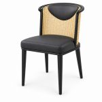 JYX-268 Black Seat Cane-Back Dining Chair left 45-degree view