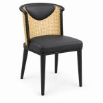 JYX-268 Black Seat Cane-Back Dining Chair right 45-degree view