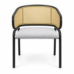 JYX-274 Gray Seat Cane-Back Dining Chair front view