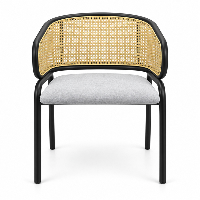 JYX-274 Gray Seat Cane-Back Dining Chair