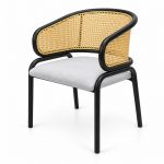 JYX-274 Gray Seat Cane-Back Dining Chair left 45-degree view