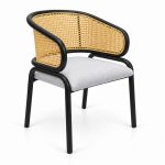 JYX-274 Gray Seat Cane-Back Dining Chair right 45-degree view