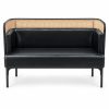 JYX-275 Black Cushioned Cane-Trimmed Commercial Sofa