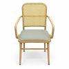 JYX-276 Gray Seat Cane-Back Dining Armchair
