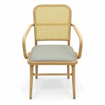 JYX-276 Gray Seat Cane-Back Dining Armchair front view