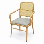 JYX-276 Gray Seat Cane-Back Dining Armchair left 45-degree view