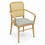 JYX-276 Gray Seat Cane-Back Dining Armchair right 45-degree view