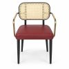 JYX-277 Burgundy Seat Cane-Back Dining Armchair