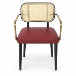 JYX-277 Burgundy Seat Cane-Back Dining Armchair front view