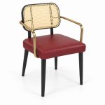JYX-277 Burgundy Seat Cane-Back Dining Armchair right 45-degree view