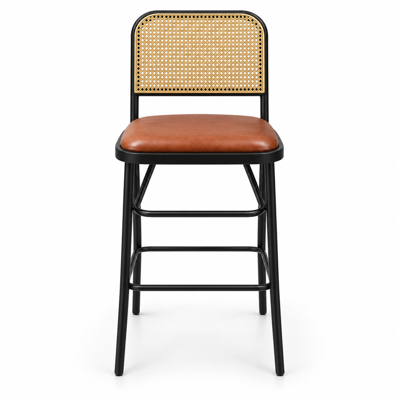 JYX-282 Tan Seat Cane-Back Bar Stool
