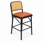 JYX-282 Tan Seat Cane-Back Bar Stool right 45-degree view