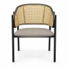 JYX-283 Gray Seat Cane-Back Dining Armchair