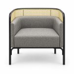 JYX-284 Gray Cane-Trimmed Lounge Armchair front view