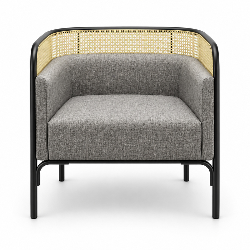 JYX-284 Gray Cane-Trimmed Lounge Armchair