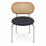 JYX-285 Black Seat Cane-Back Dining Chair front view