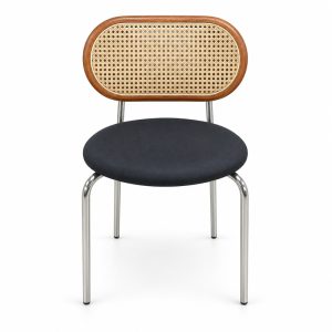 JYX-285 Black Seat Cane-Back Dining Chair front view