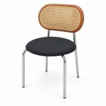 JYX-285 Black Seat Cane-Back Dining Chair left 45-degree view