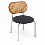 JYX-285 Black Seat Cane-Back Dining Chair right 45-degree view